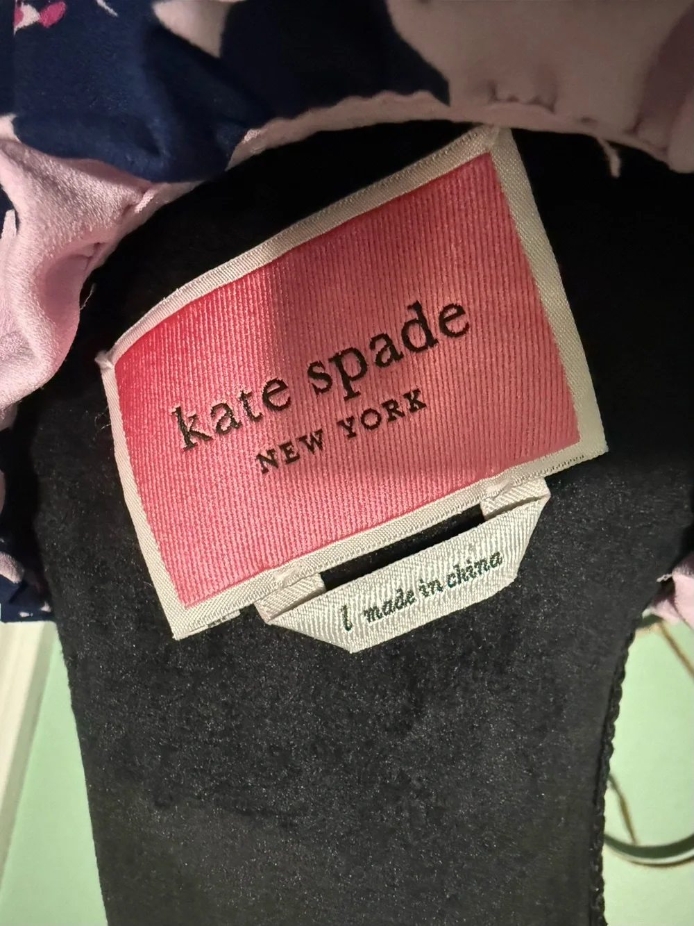 Kate spade pink navy floral smocked dress large
